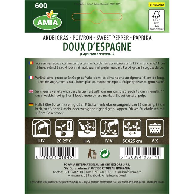 Seminte de ardei kapya Doux D'espagne 0,6 gr