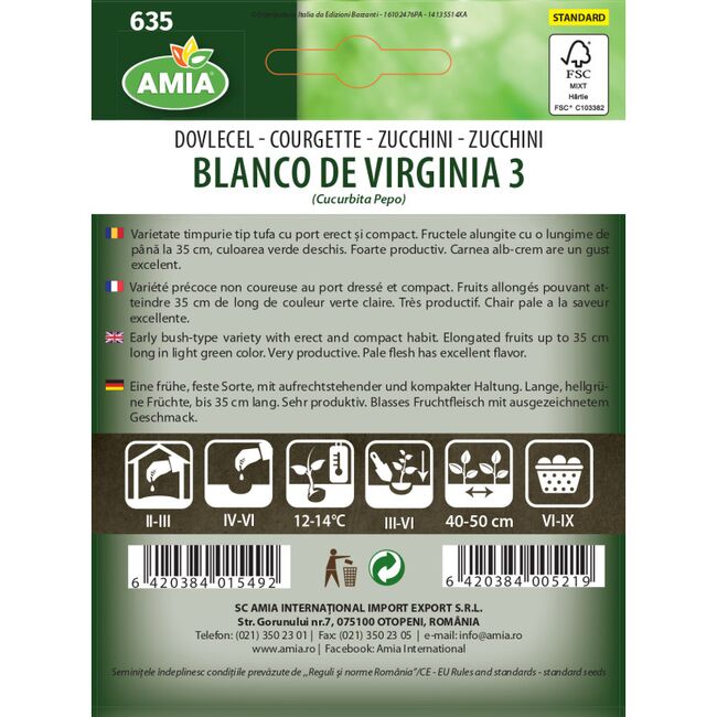 Seminte de dovlecel Blanco de Virginia 3, 2 gr