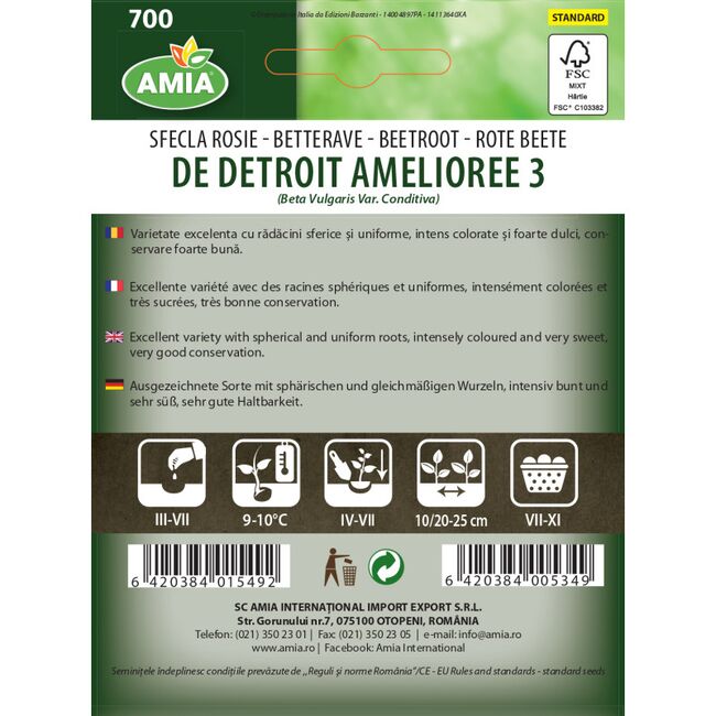 Seminte de sfecla rosie Detroit amelioree 3, 5 gr