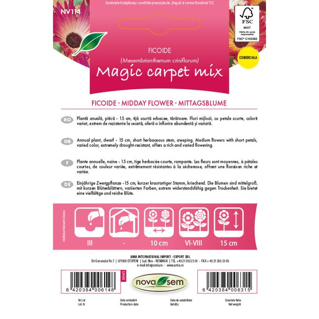 Seminte de flori ficoide amestec Magic Carpet mix 0,3 gr