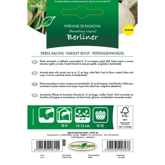 Seminte de patrunjel de radacina Berliner 2,5 grame