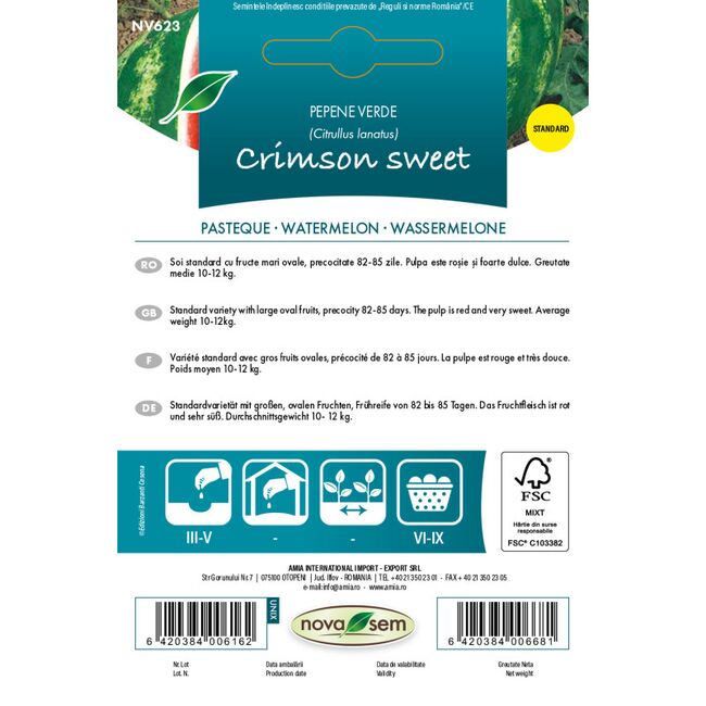 Seminte de pepene verde Crimson Sweet, 1 gram