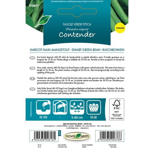 Seminte de fasole fideluta verde Contender 7 grame
